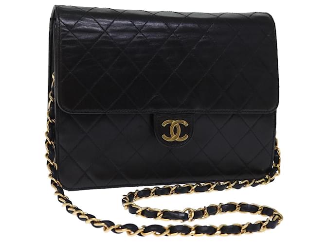 CHANEL Matelasse Chain Shoulder Bag Lamb Skin Black CC Auth yk12417A  ref.1394314