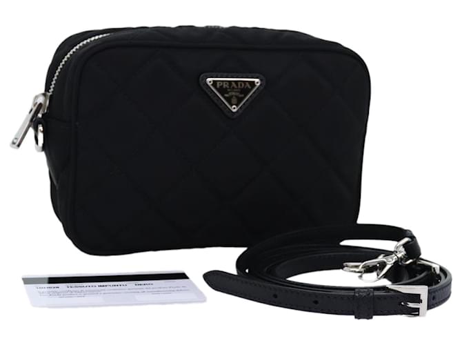 Bolso Bandolera PRADA Nylon Negro 1BH028 Autentica 74728A  ref.1394315