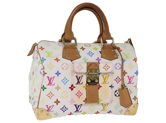 LOUIS VUITTON Monograma Multicolor Speedy 30 Bolsa de Mão Branca M92643 Autenticação12456 Branco  ref.1394319