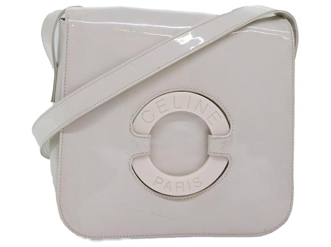 Céline CELINE Borsa a tracolla smaltata bianca Auth bs14161 Bianco Smalto  ref.1394325