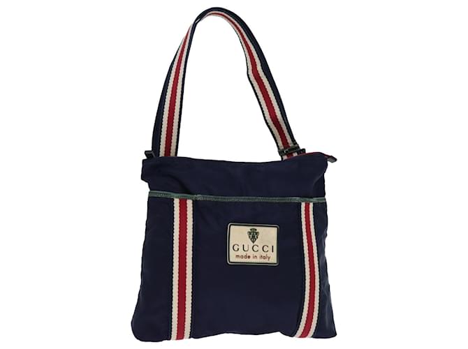 Bolsa de ombro GUCCI Nylon Vermelho Marinho 189662 Autenticação bs14293 Azul marinho  ref.1394329