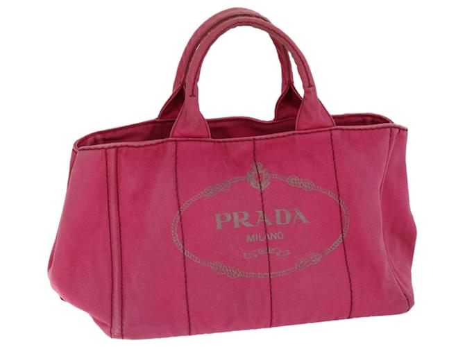 PRADA Canapa MM Hand Bag Canvas Pink Auth 74994 Cloth  ref.1394354
