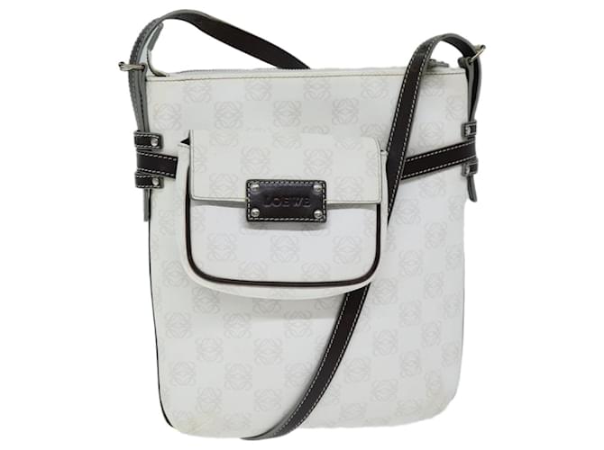 Bolso Bandolera Anagrama LOEWE PVC Blanco Autenticación 74479  ref.1394376