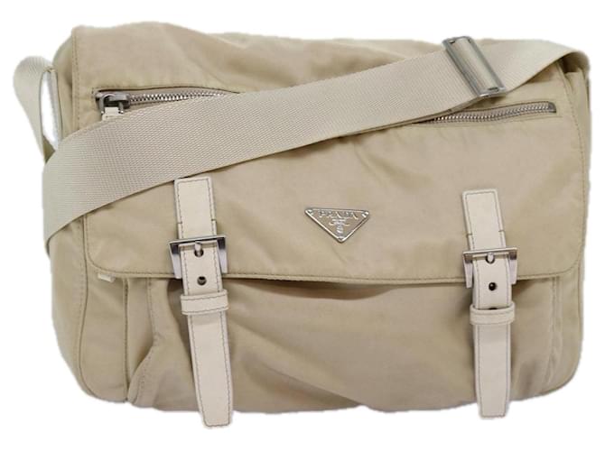 PRADA Shoulder Bag Nylon Beige Auth 74401  ref.1394384