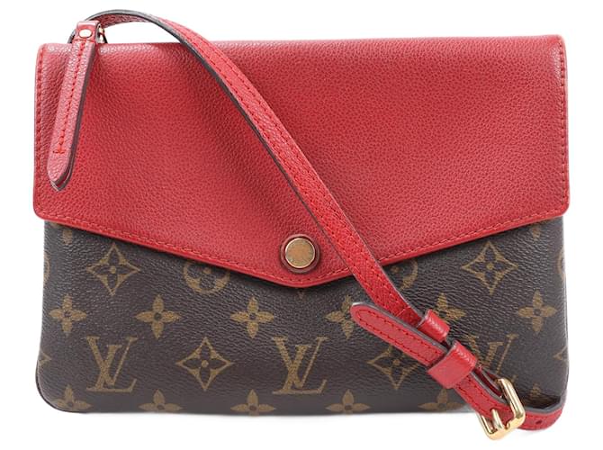Louis Vuitton Monogram Twice Crossbody Bag in Red M50184 Brown Leather  ref.1394414