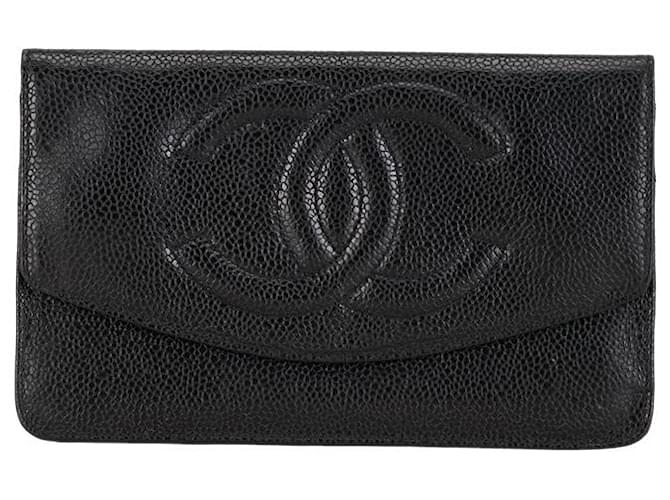 Chanel CC Caviar Timeless Long Wallet Carteira longa de couro em bom estado  ref.1394473