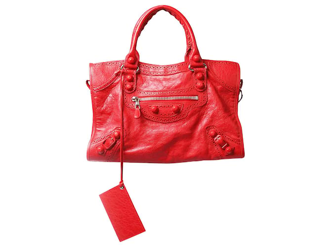 City Balenciaga Bolso ciudad rojo Roja Cuero  ref.1394508