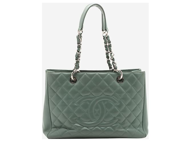 Chanel Bolsa Caviar GST verde-clara 2012-2013 Couro  ref.1394518