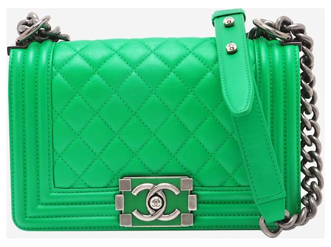 Chanel Green 2014-2015 small Boy shoulder bag Leather  ref.1394520