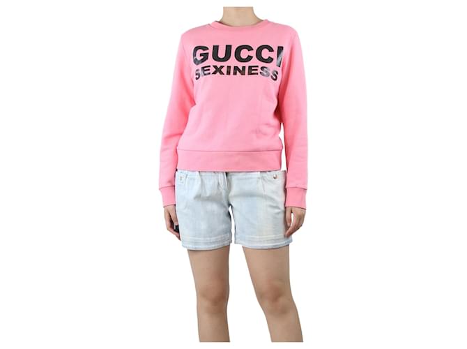Gucci Pink slogan printed sweatshirt - size S Cotton  ref.1394522