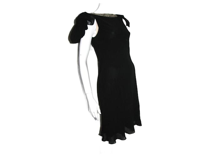 Marchesa Notte silk chiffon dress Black Golden  ref.204157