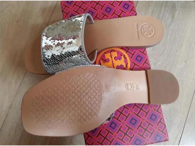 Mules Tory Burch in pelle argento 38