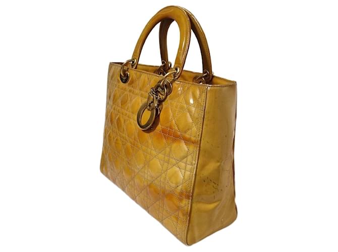 Christian Dior Bolso de señora dior Amarillo Gold hardware Perla  ref.794048