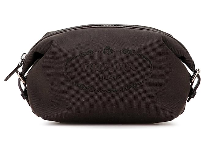 Bolsa de lona Prada Brown Canapa Logo Marrom Castanho escuro Pano  ref.1343725