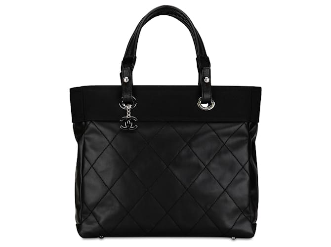 Schwarze große Paris-Biarritz-Tasche von Chanel Leinwand Tuch  ref.1360858