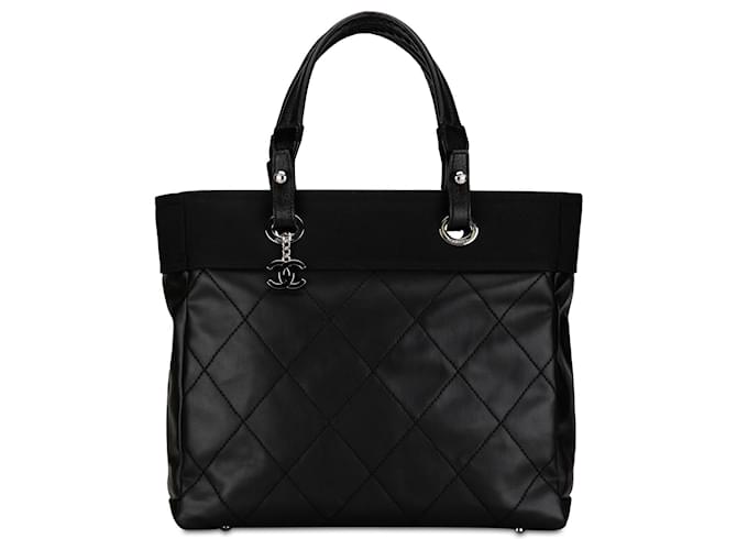 Bolso tote Chanel negro grande Paris Biarritz Lienzo Paño  ref.1360858