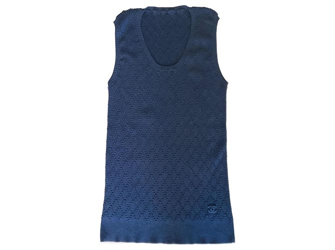 Chanel Top de algodón elástico Negro 