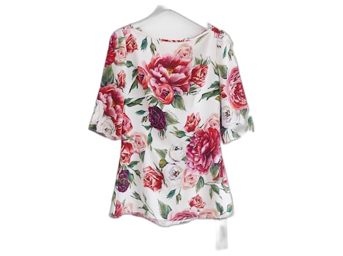 Top stampato con rose Dolce & Gabbana Rosa Seta Elastan  ref.1394396