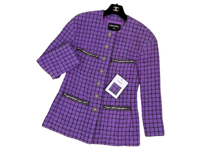 Chanel New 2022 Spring Ad Campaign Tweed Jacket Purple  ref.1394407