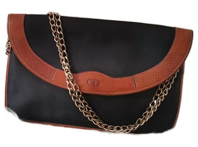 Christian Dior Pochette Cuir Noir  ref.1394423