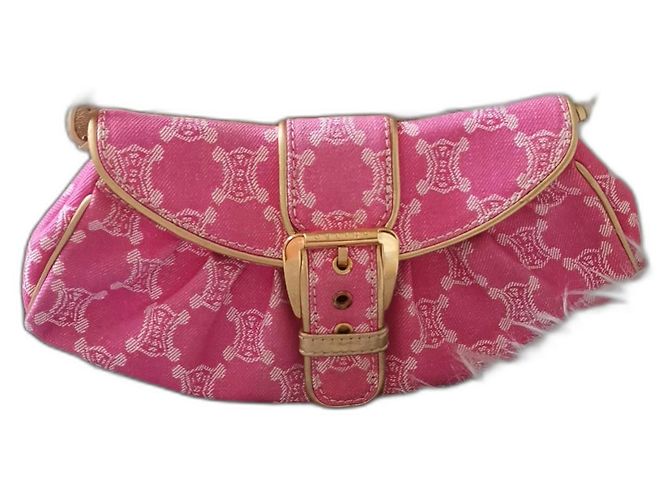 Bolsa de mão Céline Triomphe em denim rosa