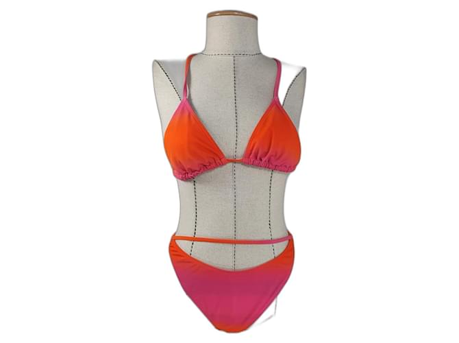 Jacquemus Badeanzug, Bikini Pink Mehrfarben Orange Polyester Elasthan  ref.1394545