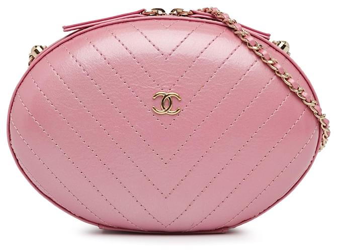 Chanel Pink Chevron La Pausa Evening Crossbody Bag Leather Pony-style calfskin  ref.1394551