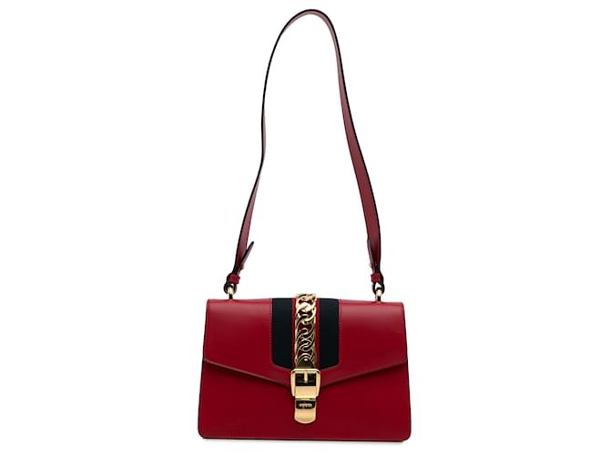 Gucci Red Medium Sylvie Satchel Leather Pony-style calfskin  ref.1394553