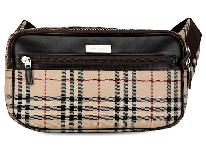 Burberry – Gürteltasche aus Canvas mit House Check-Muster in Braun Dunkelbraun Kalbähnliches Kalb Tuch  ref.1394555