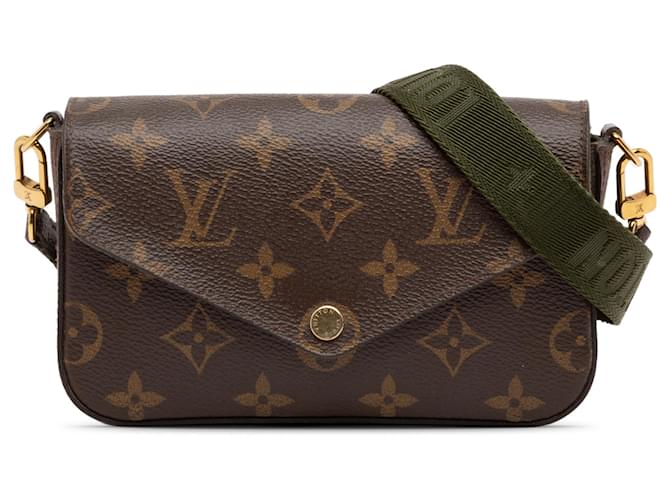Louis Vuitton Brown Monogram Felicie Strap And Go Cloth  ref.1394565