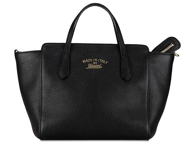 Bolso satchel mini swing negro de Gucci Cuero Becerro  ref.1394566