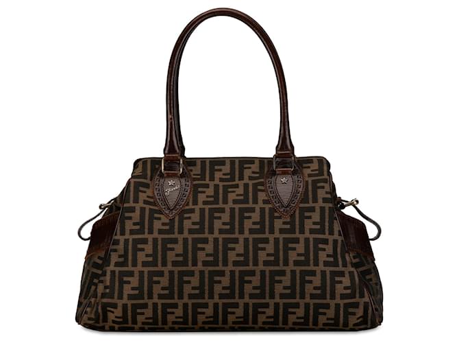 Fendi Brown Zucca Etniko Leinwand Handtasche Braun Tuch  ref.1394575