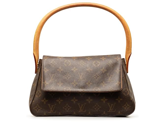 Louis Vuitton Monograma Marrom Looping Mini Couro Lona  ref.1394578