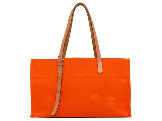 Hermès Orange Toile Etriviere Elan Tote Leinwand Tuch  ref.1394580