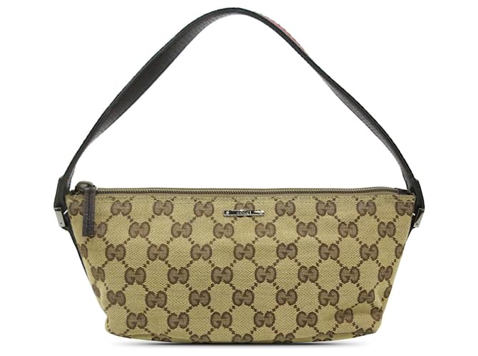 Gucci Brown GG Canvas Web Boat Dark brown Pony-style calfskin Cloth  ref.1394606