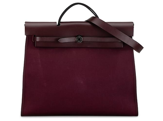 Hermès Toile Herbag morado con cremallera 39 Púrpura Lienzo Paño  ref.1394609