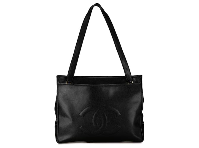 Chanel Black CC Caviar Tote Schwarz Leder  ref.1394612