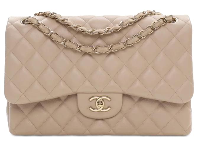 Chanel Brown Jumbo Classic Caviar Double Flap Flesh Leather  ref.1394617