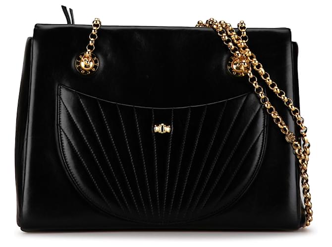 Tiffany & Co Tiffany Black Leather Chain Shoulder Bag Pony-style calfskin  ref.1394623