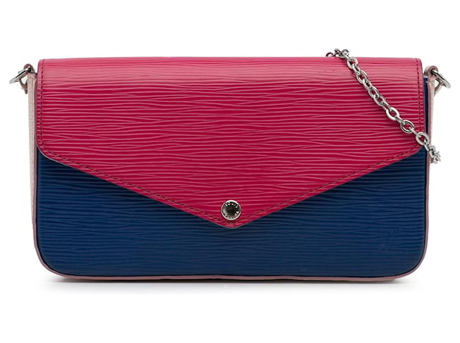 Pochette Felicie rosa Epi tricolor de Louis Vuitton Azul Cuero  ref.1394625