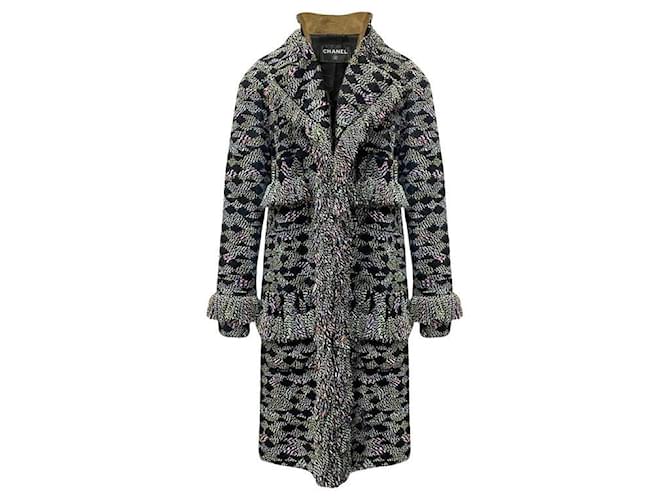 Chanel Salzburg Collection Mehrfarbiger Tweed-Mantel Grau  ref.1394631