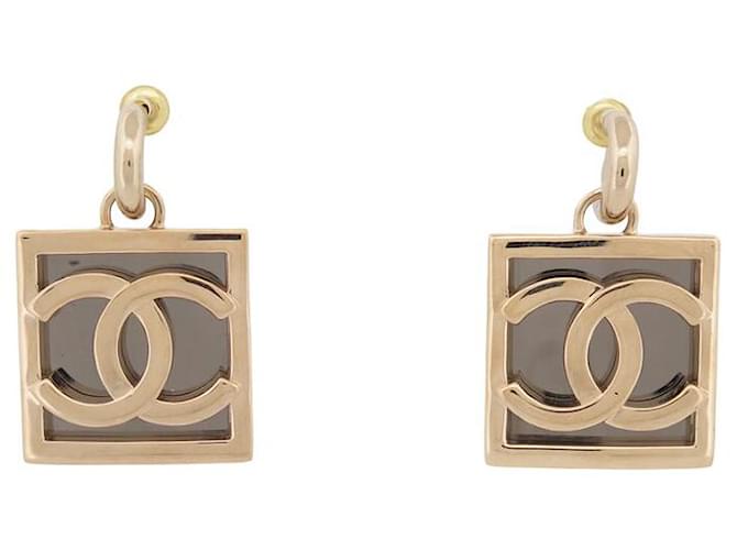 Chanel NINE CC LOGO SQUARE DANGING EARRINGS GOLDEN METAL GOLDEN EARRINGS  ref.1394648