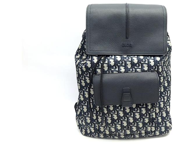 NEW CHRISTIAN DIOR MOTION BACKPACK OBLIQUE CANVAS NEW BACKPACK BAG Navy blue Leather  ref.1394649