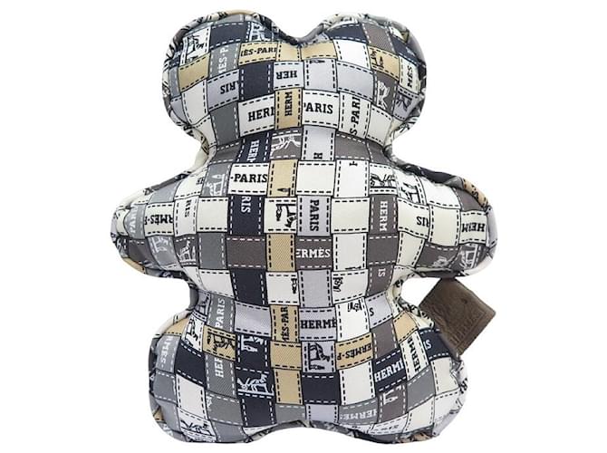 Hermès NEUF PELUCHE HERMES DOUDOU MOTIF BOLDUC EN SOIE NEW SILK TEDDY Simili cuir Multicolore  ref.1394658