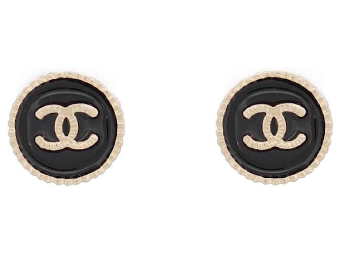 NEW CHANEL CC LOGO ROUND EARRINGS GOLD METAL CHIPS EARRINGS Golden  ref.1394660