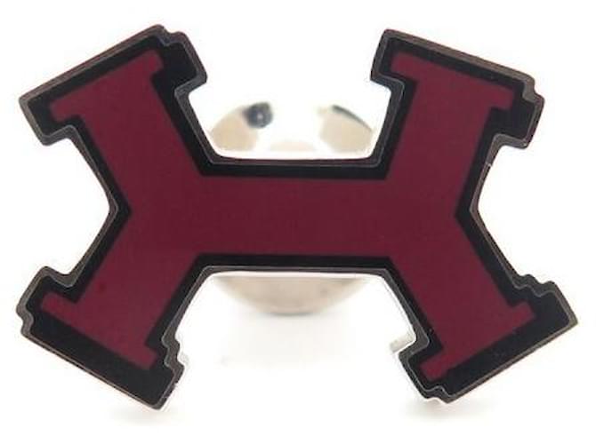 Other jewelry Hermès NINE HERMES PIN'S BROOCH H STREET BORDEAUX IN STEEL PALLADIE NEW STEEL BROOCH Dark red  ref.1394671