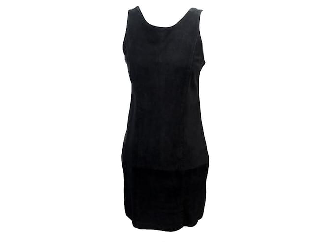 Hermès HERMES SLEEVELESS SUEDE DRESS 38 M IN SLEEVELESS SUEDE BLACK BLACK SUEDE DRESS  ref.1394674