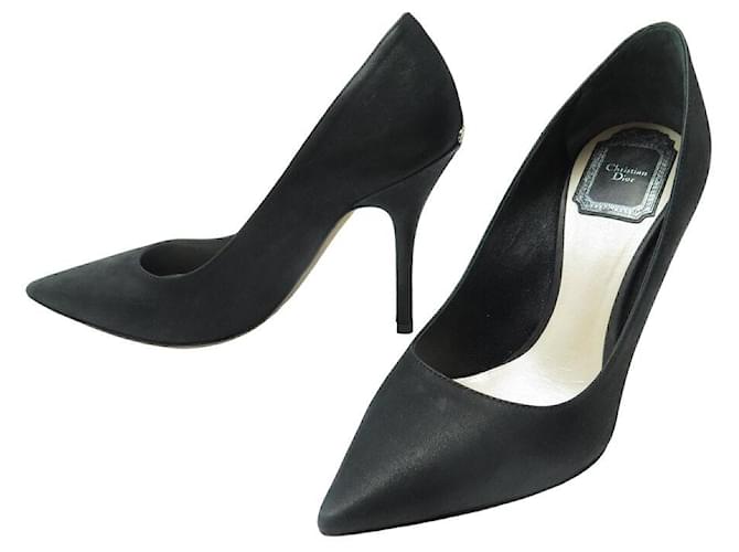 CHAUSSURES CHRISTIAN DIOR ESCARPINS CUIR IRIDESCENT NOIR 35.5 LEATHER SHOES  ref.1394677