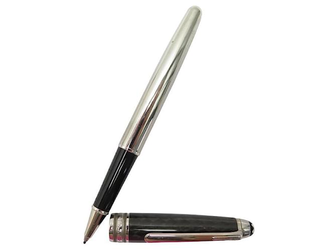 MONTBLANC MEISTERSTUCK SOLITAIRE PEN 05833 CARBON & STEEL ROLLERBALL PEN Silvery Leather  ref.1394679