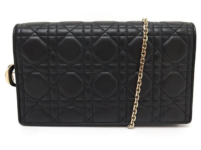 NUEVO BOLSO DE MANO CHRISTIAN DIOR BOLSO BANDOLERA CANNAGE DE PIEL PARA SEÑORA Negro Cuero  ref.1394703